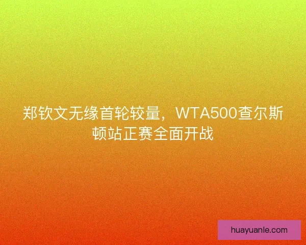 郑钦文无缘首轮较量，WTA500查尔斯顿站正赛全面开战