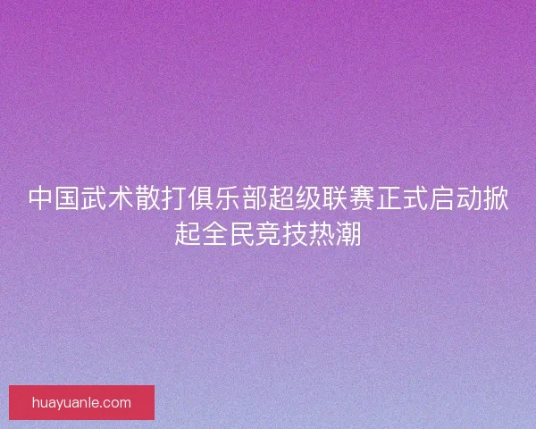 中国武术散打俱乐部超级联赛正式启动掀起全民竞技热潮